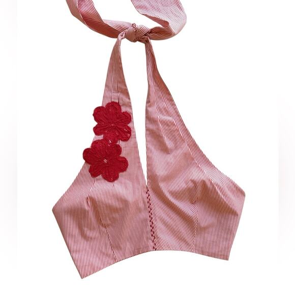 Silvia Tcherassi Eos Embroidered Cotton Cropped Top - Sz Small - Picture 9 of 11